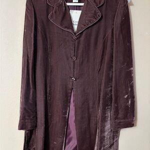 VTG Coldwater Creek Plum Velvet Duster Coat | Whimsigoth Dark Academia L